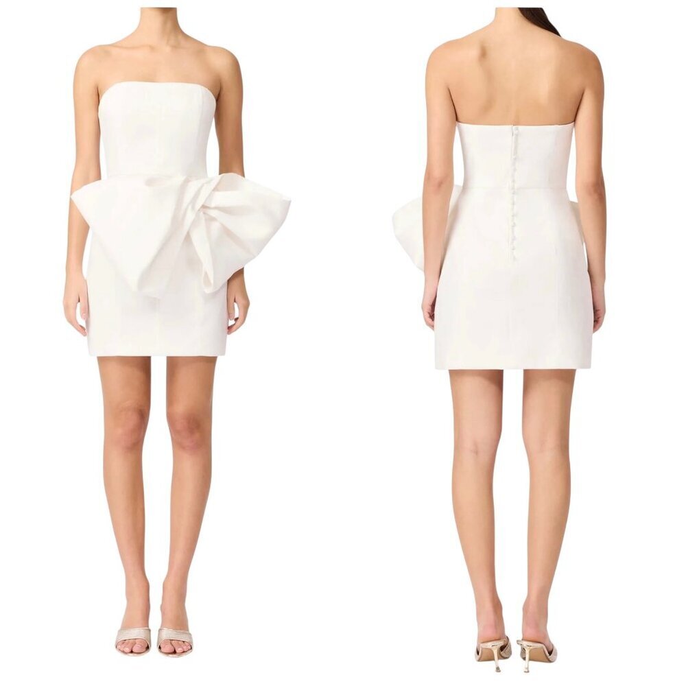 Elliatt Elysie Bow Mini Dress Ivory Strapless NWT Large